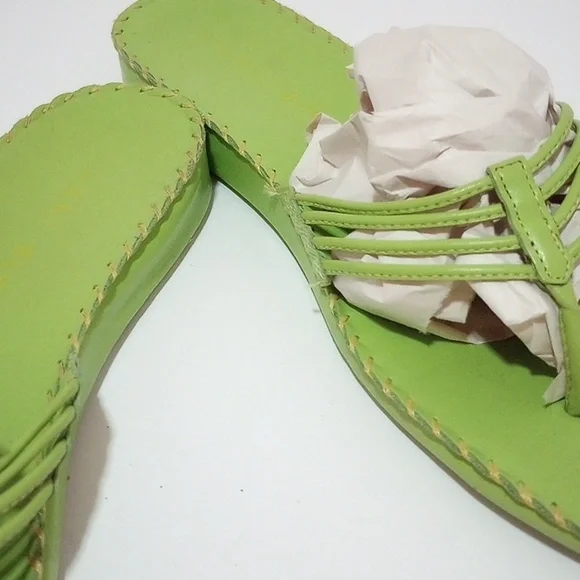 Gianni Bini Lime Green leather strap sandals. Stitched design. Size 8 - Picture 5 of 9